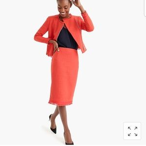 NWT J. Crew tweed pencil skirt with fringe